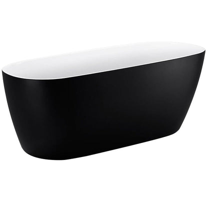 59'' Acrylic Single Slipper Freestanding Flatbottom Bathtub Soaking Spa Tub