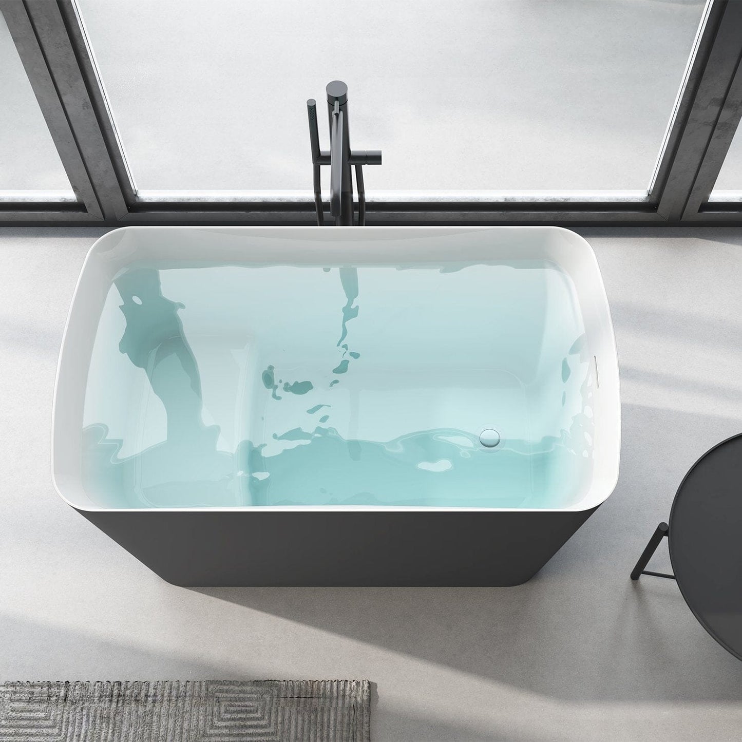 47'' Acrylic Freestanding Japanese Soaking Bathtub with Built-in Seat Gray