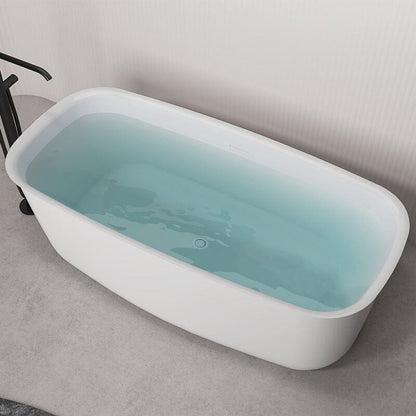 63'' Acrylic Flatbottom Bathtub with Roll Top Freestanding Soaking Tub