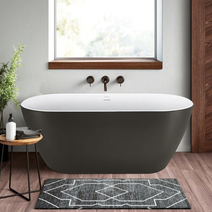 59'' Acrylic Freestanding Flatbottom Bathtub Seamless Soaking Stand Alone Tub