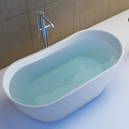 59'' Acrylic Double Slipper Freestanding Flatbottom Bathtub Soaking SPA Tub