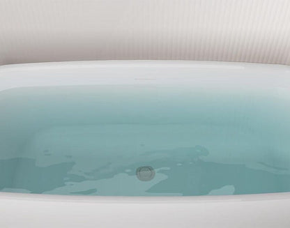 63'' Acrylic Flatbottom Bathtub with Roll Top Freestanding Soaking Tub