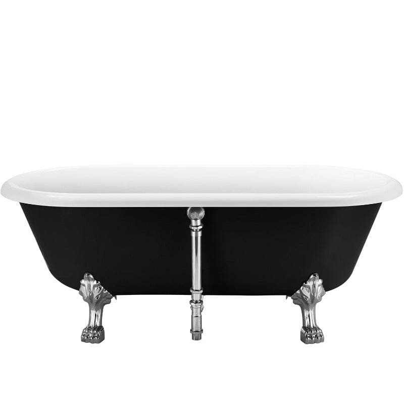 67'' Acrylic Double-Slipper Clawfoot Bathtub Freestanding Soaking Tub with Drain