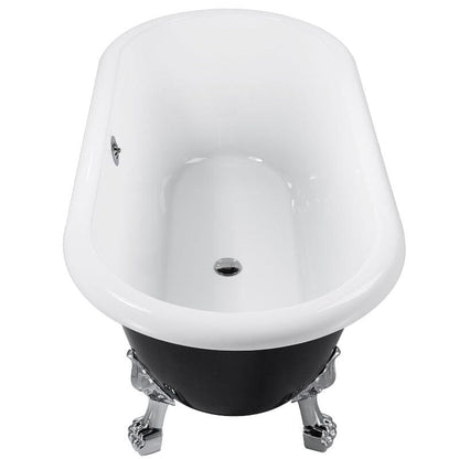 59'' Acrylic Double-Slipper Clawfoot Bathtub Freestanding Soaking Tub with Drain