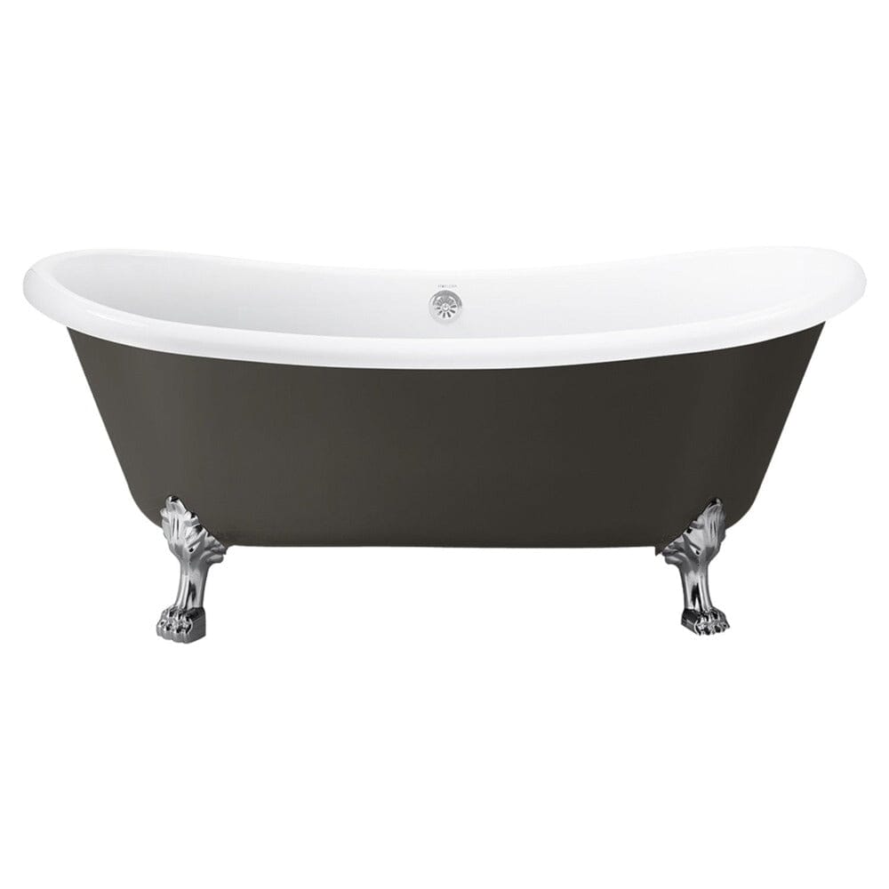 67" Acrylic Clawfoot Double Slipper Freestanding Soaking Tub Rolled Rim