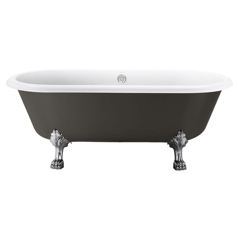 67'' Acrylic Double-Slipper Clawfoot Bathtub Freestanding Soaking Tub with Drain