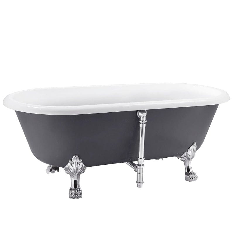 67'' Acrylic Double-Slipper Clawfoot Bathtub Freestanding Soaking Tub with Drain