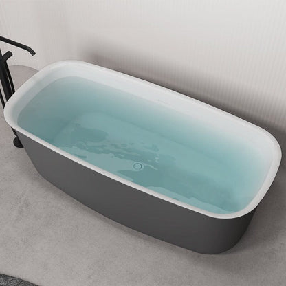 63'' Acrylic Flatbottom Bathtub with Roll Top Freestanding Soaking Tub