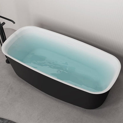 63'' Acrylic Flatbottom Bathtub with Roll Top Freestanding Soaking Tub