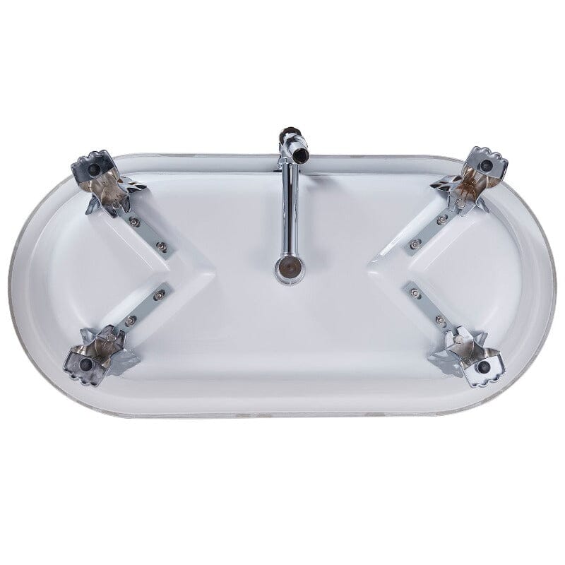 59'' Acrylic Double-Slipper Clawfoot Bathtub Freestanding Soaking Tub with Drain