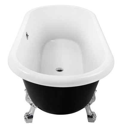 67'' Acrylic Double-Slipper Clawfoot Bathtub Freestanding Soaking Tub with Drain