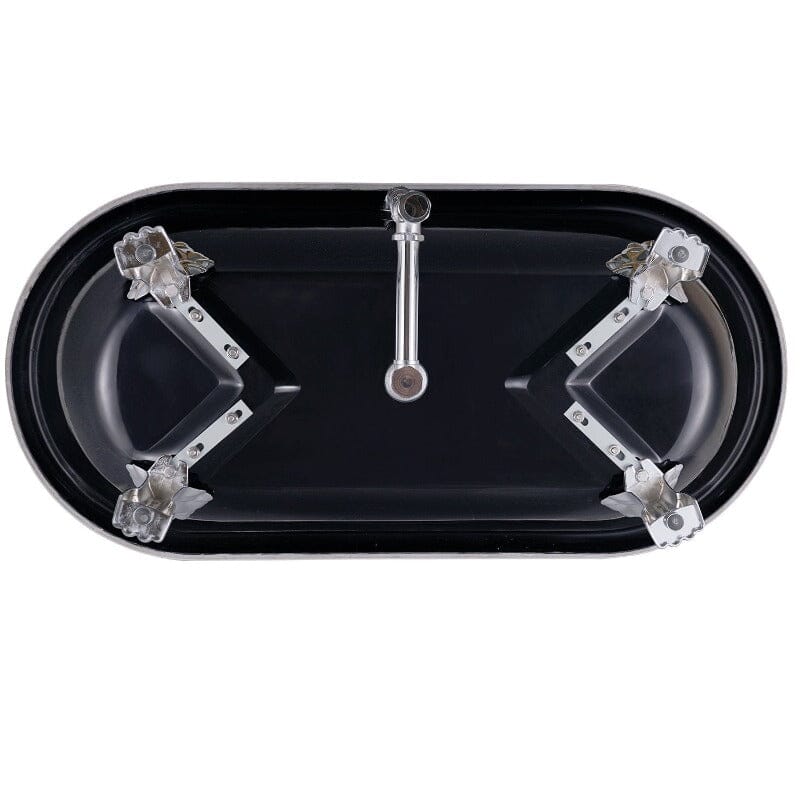 59'' Acrylic Double-Slipper Clawfoot Bathtub Freestanding Soaking Tub with Drain