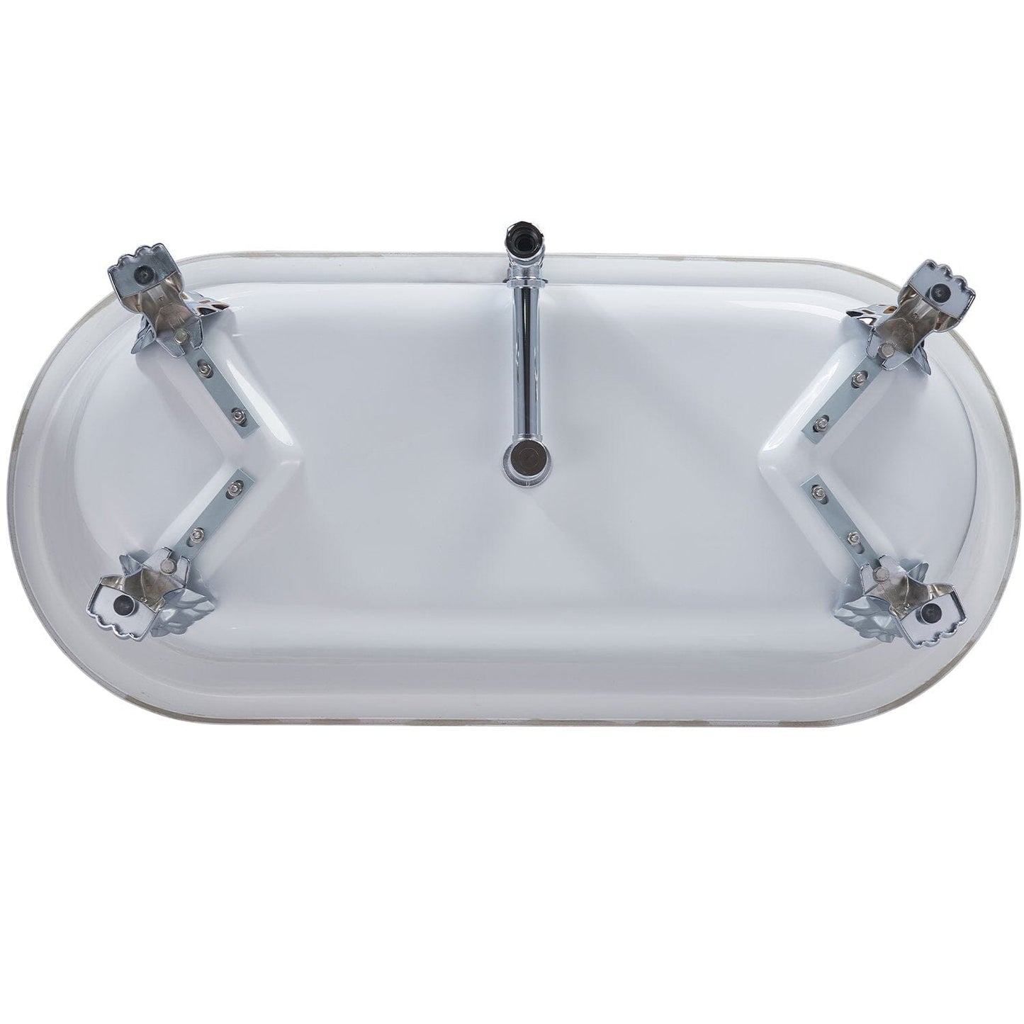 67" Acrylic Clawfoot Double Slipper Freestanding Soaking Tub Rolled Rim