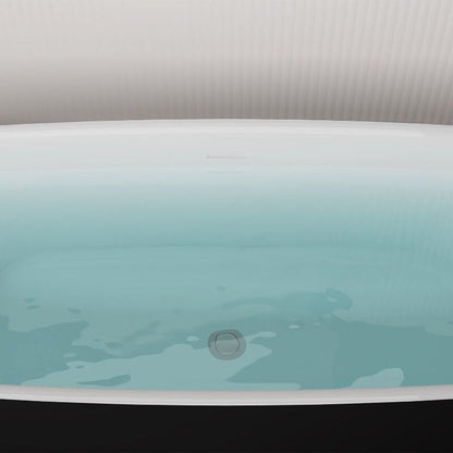 63'' Acrylic Flatbottom Bathtub with Roll Top Freestanding Soaking Tub