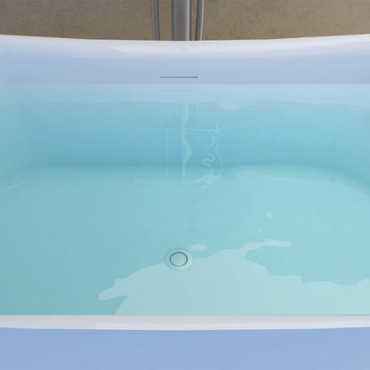 59'' Acrylic Double Slipper Freestanding Flatbottom Bathtub Soaking SPA Tub