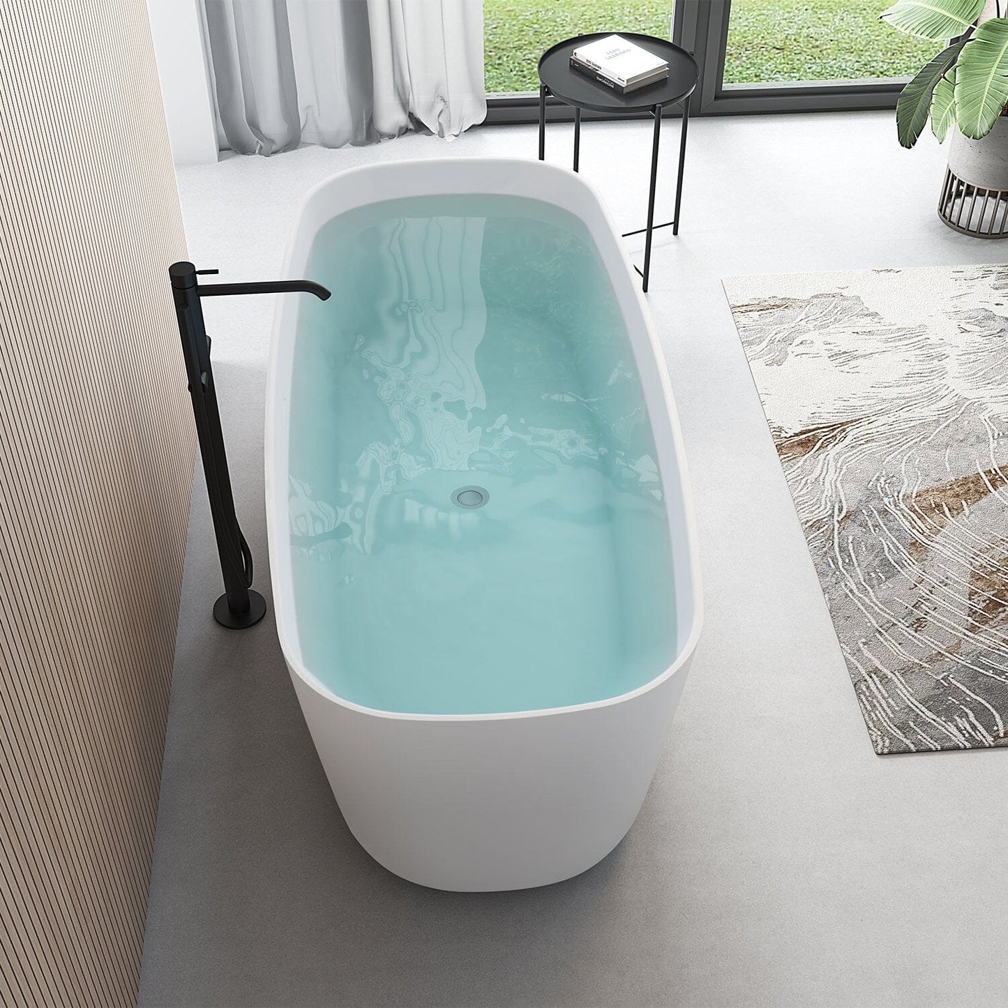 59'' Acrylic Freestanding Flatbottom Modern Rectangle Soaking Bathtub