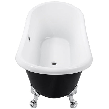 67" Acrylic Clawfoot Double Slipper Freestanding Soaking Tub Rolled Rim