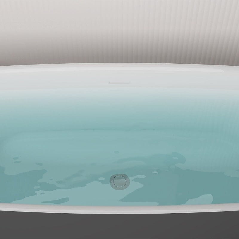 63'' Acrylic Flatbottom Bathtub with Roll Top Freestanding Soaking Tub