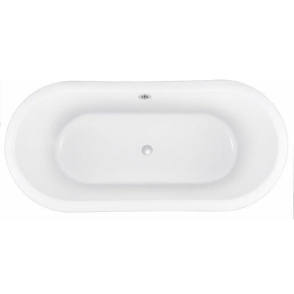 59'' Acrylic Double-Slipper Clawfoot Bathtub Freestanding Soaking Tub with Drain