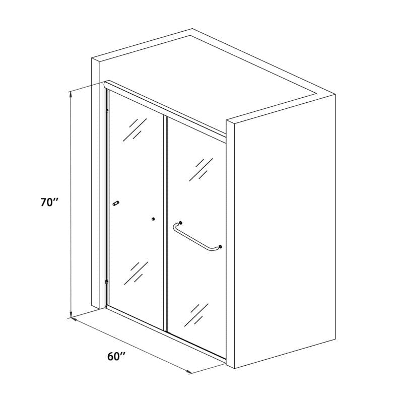 60'' x 70'' Semi-Frameless Explosion-proof Glass Bathroom Shower Door Two-way Sliding Black