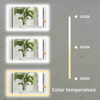 40 x 24 Inch LED Bathroom Mirror Anti Fog Dimmable Touch Button Memory Function