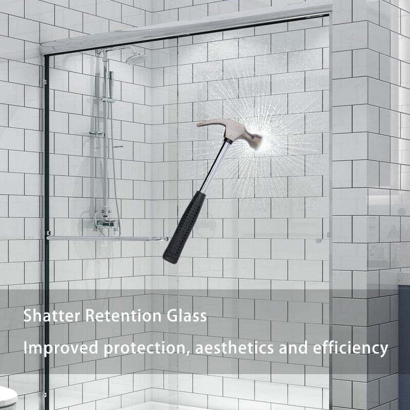 60'' x 70'' Semi-Frameless Explosion-proof Glass Bathroom Shower Door Two-way Sliding Chrome