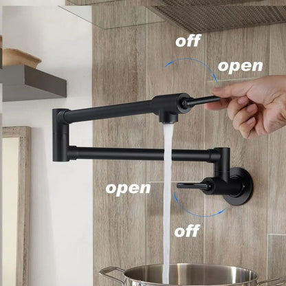 Wall Mount 24'' Matte Black Pot Filler Kitchen Faucet Double-Handle