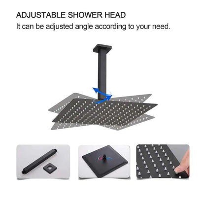 2-Spray Patterns with 1.8 GPM 16 in. Rainfall Shower Head Ceiling Mount Dual Shower Heads