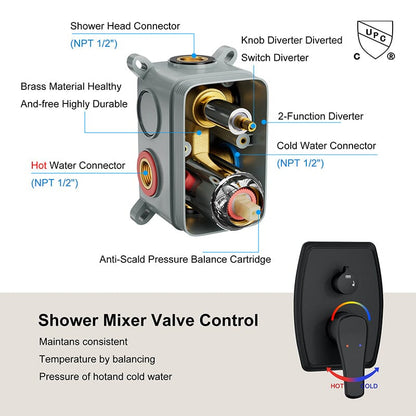 Shower Set 14" Rectangular Ceiling Shower Head with Hand Shower