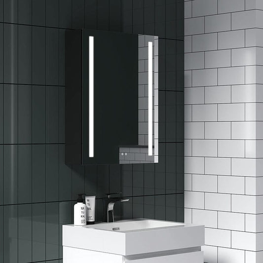 Rectangular Dimmable LED Lighted Medicine Cabinet with Mirror, Adjust Glass Shelves