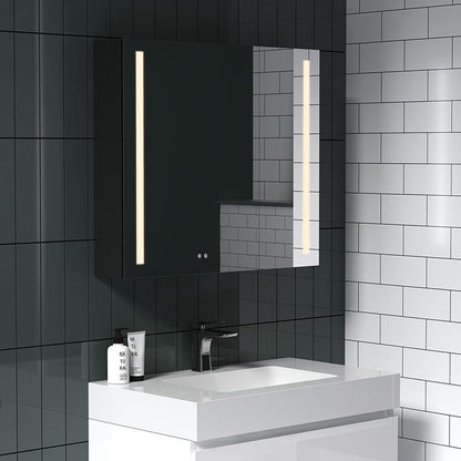 Rectangular Dimmable LED Lighted Medicine Cabinet with Mirror, Adjust Glass Shelves