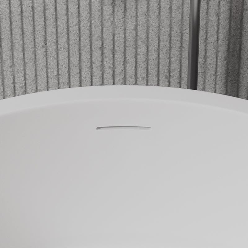 49" Round Freestanding Japanese Soaking Bathtub Solid Surface Stone Resin Tub