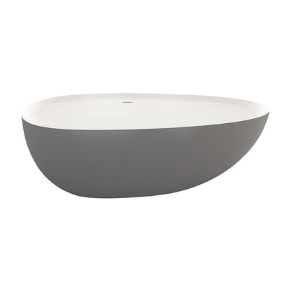 71'' Solid Surface Stone Resin Oval-shaped Freestanding Soaking Bathtub with Overflow