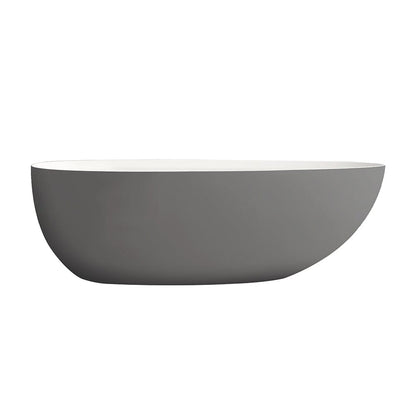 71'' Solid Surface Stone Resin Oval-shaped Freestanding Soaking Bathtub with Overflow