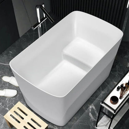 47'' Acrylic Freestanding Japanese Soaking Bathtub with Built-in Seat Glossy White