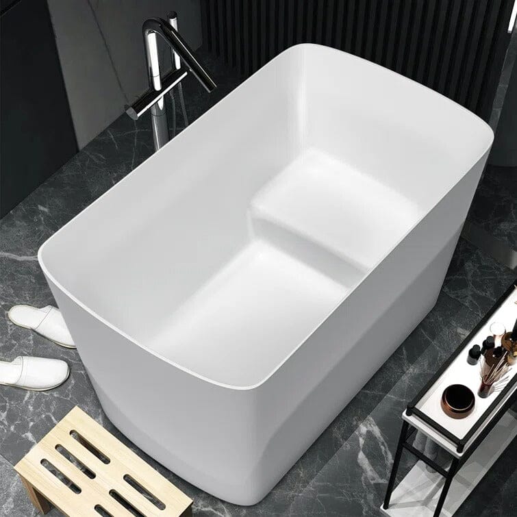 47'' Acrylic Rectangle Freestanding Built-in Seat Japanese Soaking Bathtub