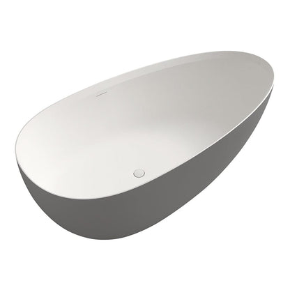 71'' Solid Surface Stone Resin Oval-shaped Freestanding Soaking Bathtub with Overflow