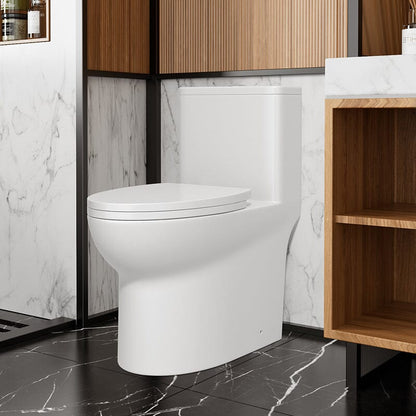 Modern Bathroom One-Piece Floor Mount Toilet 1.1/1.6 GPF Dual Flush High-Efficiency Flush