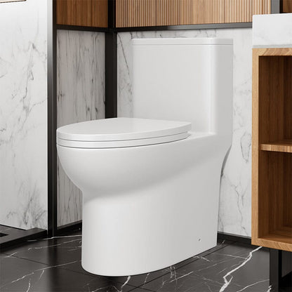 Modern Bathroom One-Piece Floor Mount Toilet 1.1/1.6 GPF Dual Flush High-Efficiency Flush