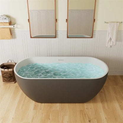 59" Oval Center Drain Soaking Freestanding Tub Acrylic