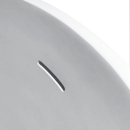 67'' Solid Surface Stone Resin Oval-shaped Matte White Freestanding Soaking Bathtub with Overflow